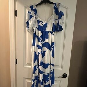 Blue and White Floral Dress